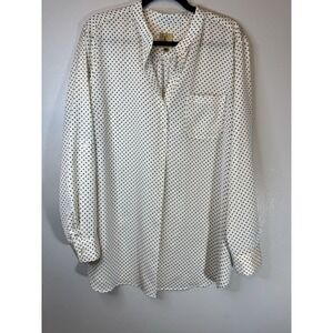 Kasper Cream Workwear Long Sleeved Blouse With Black Star Print Size XL